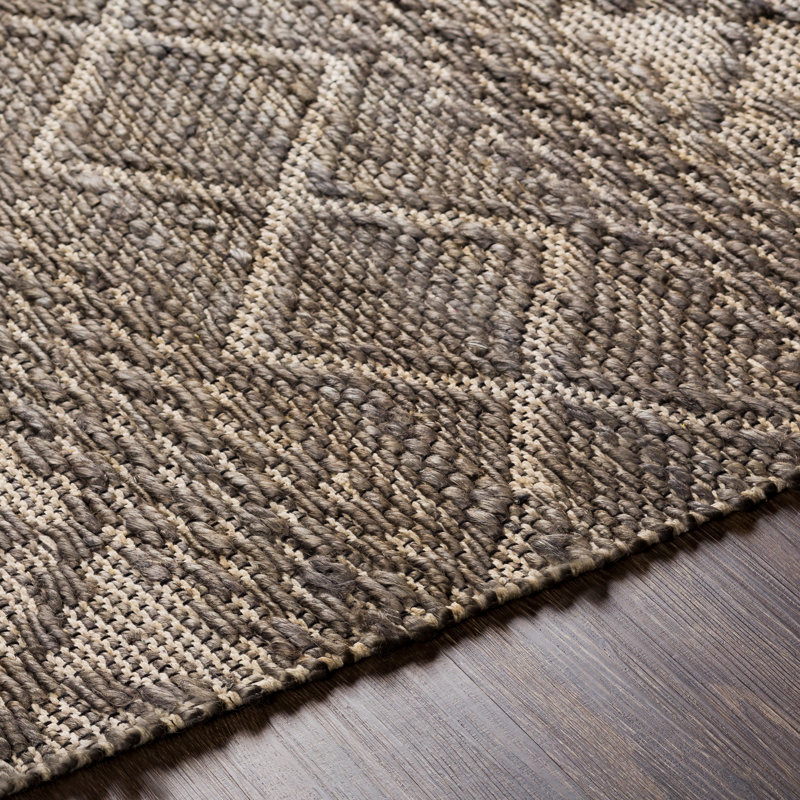 Tapis gris moyen en laine tissé à la main Colin, Rectangle 2 pi x 3 pi