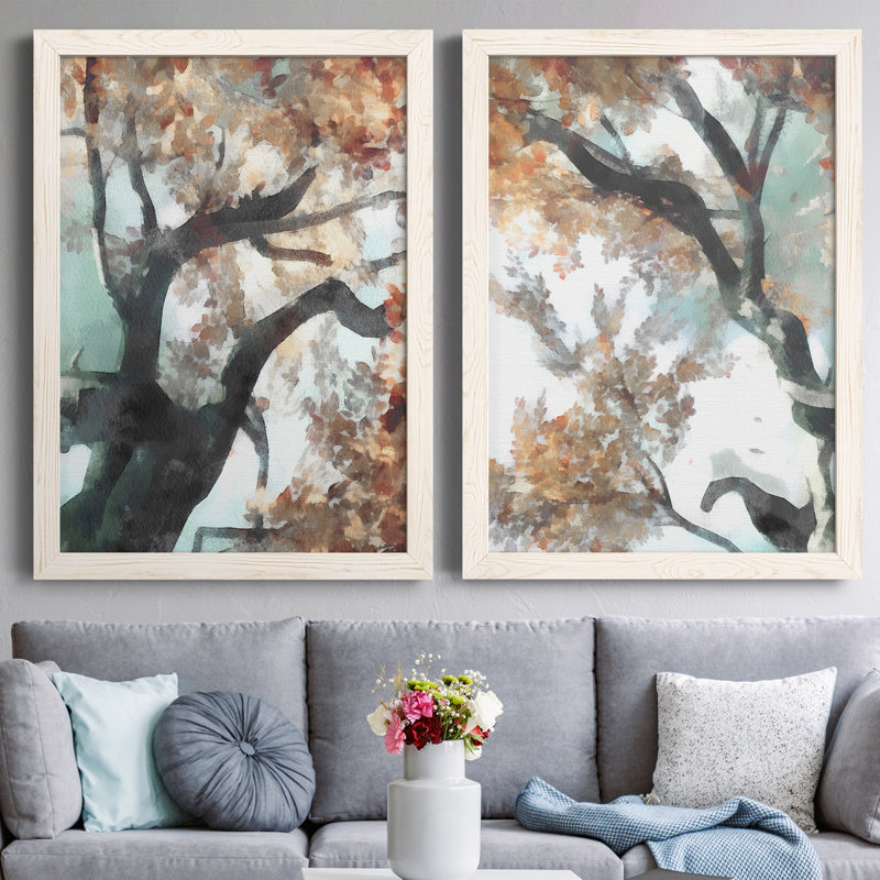 Fall Tree I - ensemble de 2 peintures encadrées, Toile blanche encadrée, H 31,5 po x l 47 po x P 1,5 po