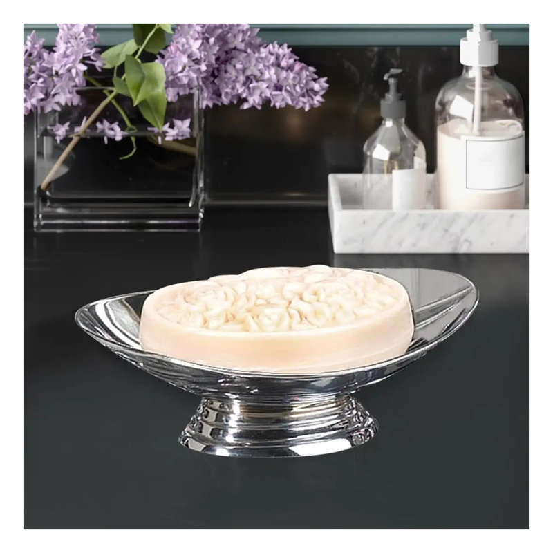 Porte-savon en acier inoxydable avec finition chromée pour comptoir de salle de bain, douche ou évier de cuisine