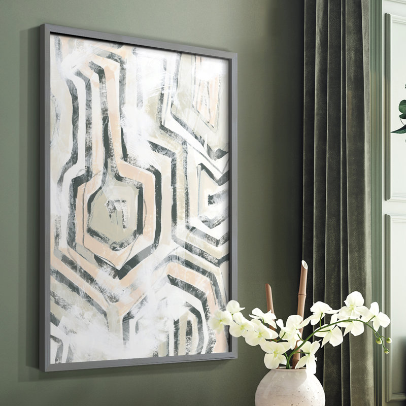 Sand Glyphs I, reproduction encadrée - bois massif, H 14 po x l 11 po, Blanc