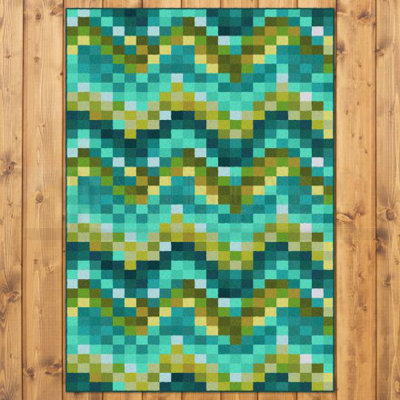 Tapis décoratif à chevron turquoise Georgeson