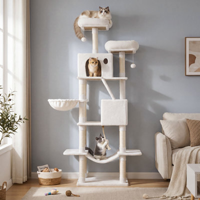 Arbre à chat 81,1 po avec 13 poteaux à griffer, condo pour chat à plusieurs niveaux
