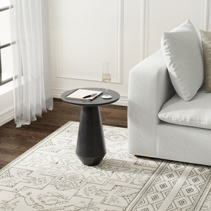 Table de bout contemporaine en aluminium coulé avec plateau rond l 16 po Gloria