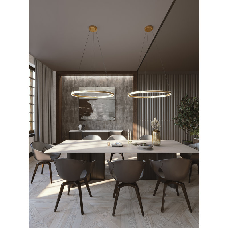 1 - Light LED Pendant with Accents, 1.42" H x 23.75" W x 23.75" D, Satin Brass