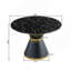 Table de salle à manger ronde en panneau de fibres à densité moyenne et marbre noir avec anneau annulaire doré