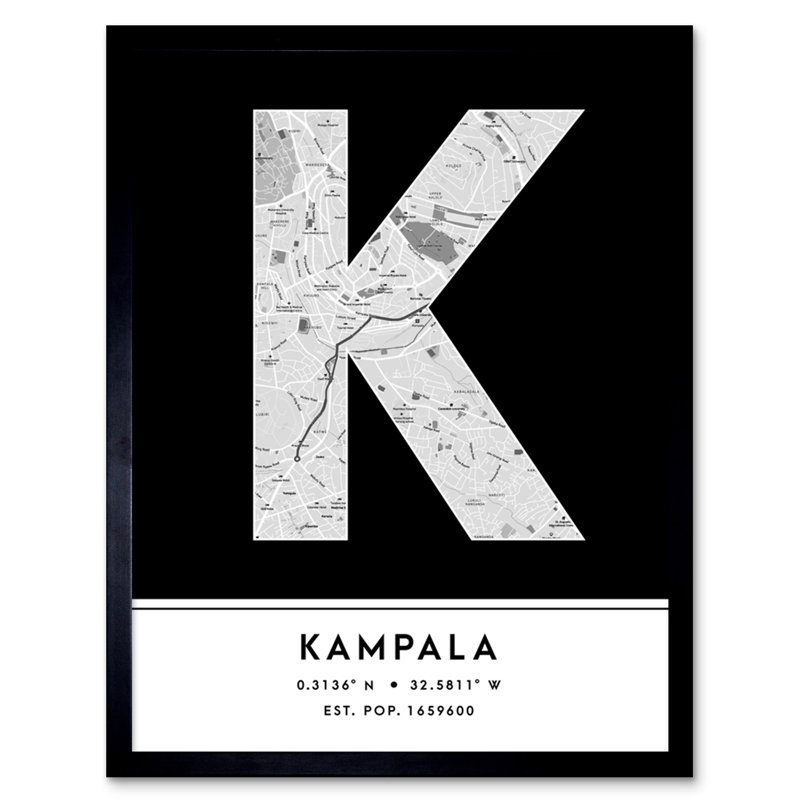 Kampala Uganda City Map by Wee Blue Coo - Single Picture Frame Typography