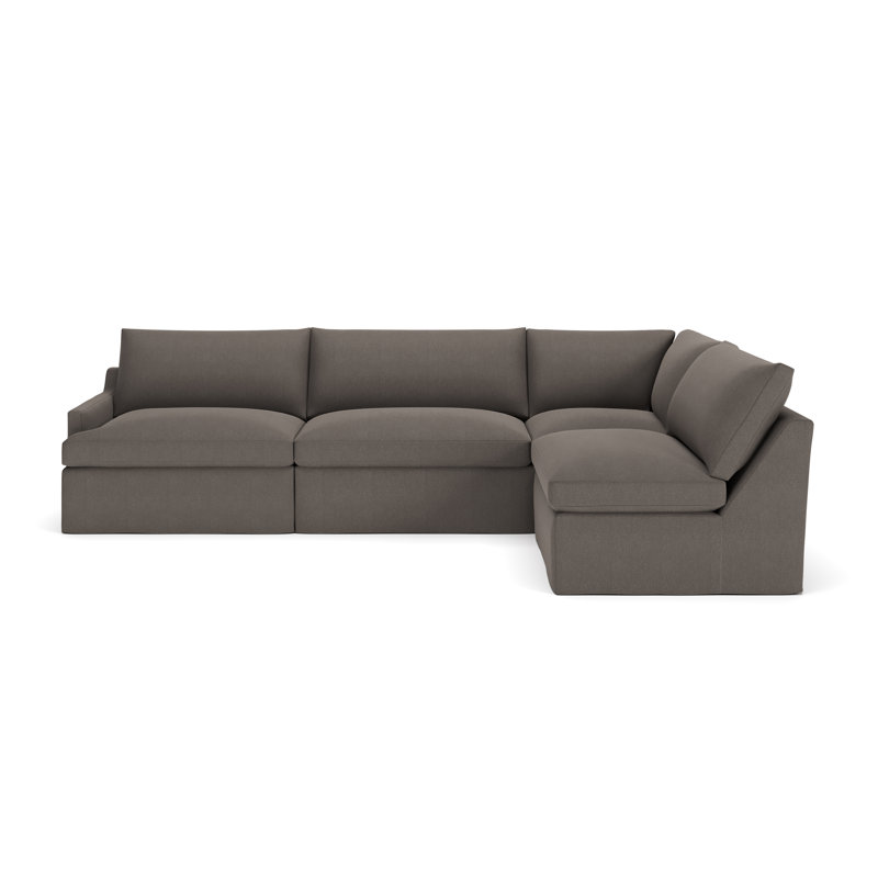 Canapé modulaire 4 pièces Wrenley, Tissage natté gris anthracite Drusky Sustain®, Orienté à droite
