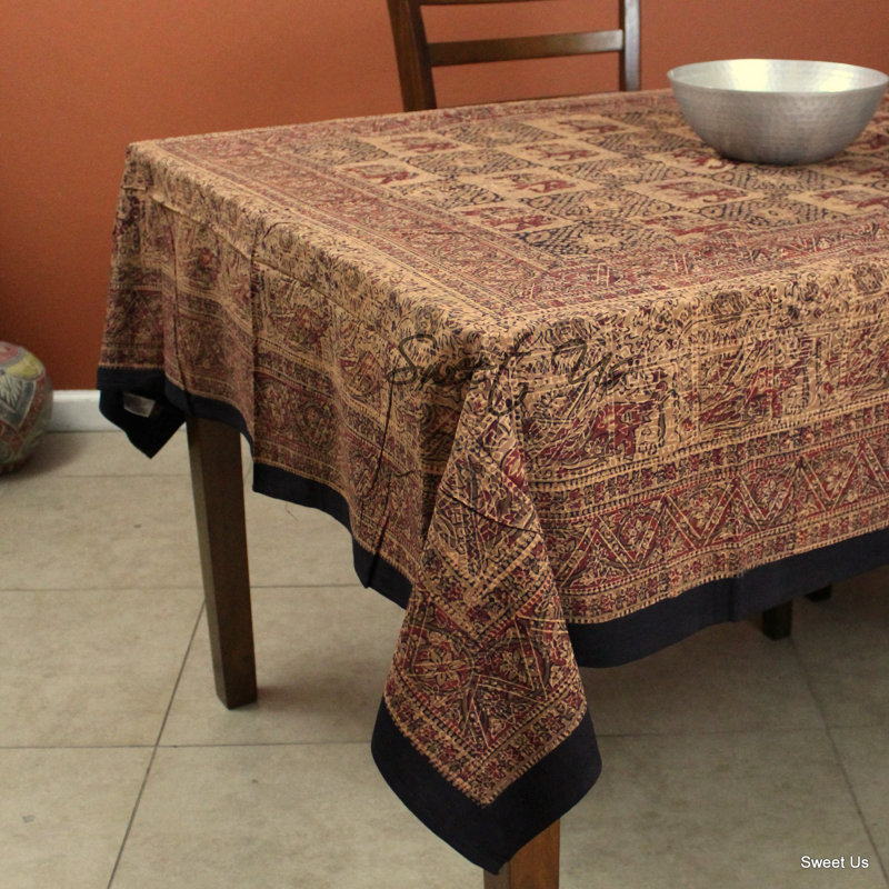 Nappe 100% coton Floral, L 90 po x l 60 po, Rust Brown