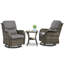 Chaises berçantes pivotantes d'extérieur en rotin avec coussins et table d'appoint Koba-148766588-148766585