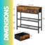 75cm 3 Tier Rustic Console Table with Storage Drawers Entryway Hallway Living Room