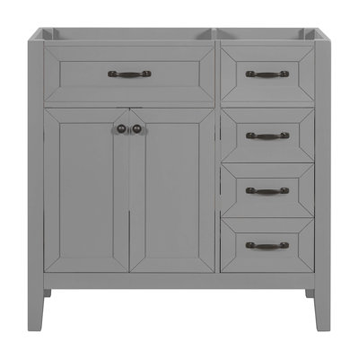 Meuble-lavabo 36 po sans lavabo, base d'armoire seulement, armoire de salle de bain avec tiroirs