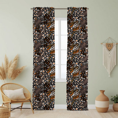 Semi Sheer Animal Print Curtain Single Panel