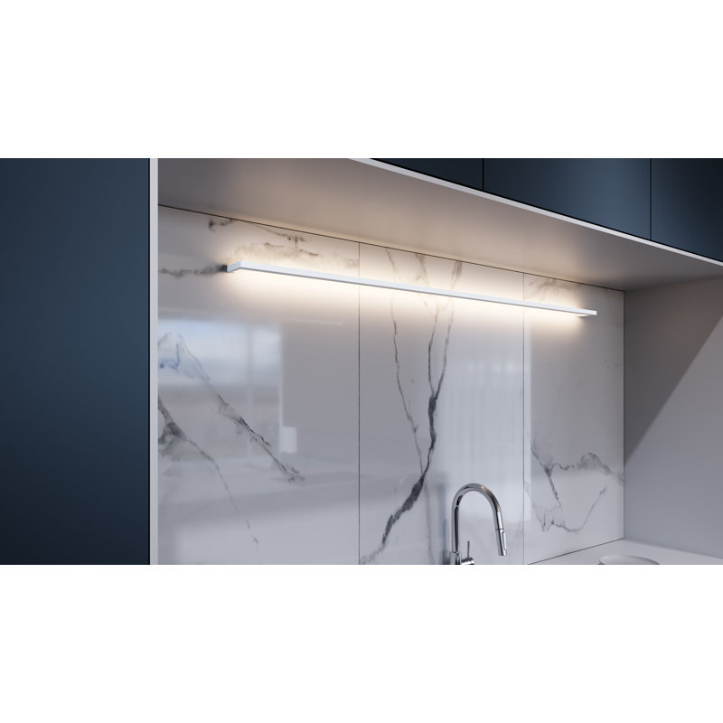 Thin-Line Dimmable LED Bath Bar, Bright Satin Aluminum, 3000K, 0.75'' H X 72'' W X 3.5'' D