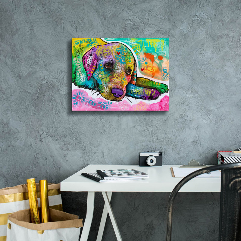 «Puppy Eyes I» par Dean Russo, art mural sur toile, H 12 po x l 16 po x P 0,75 po
