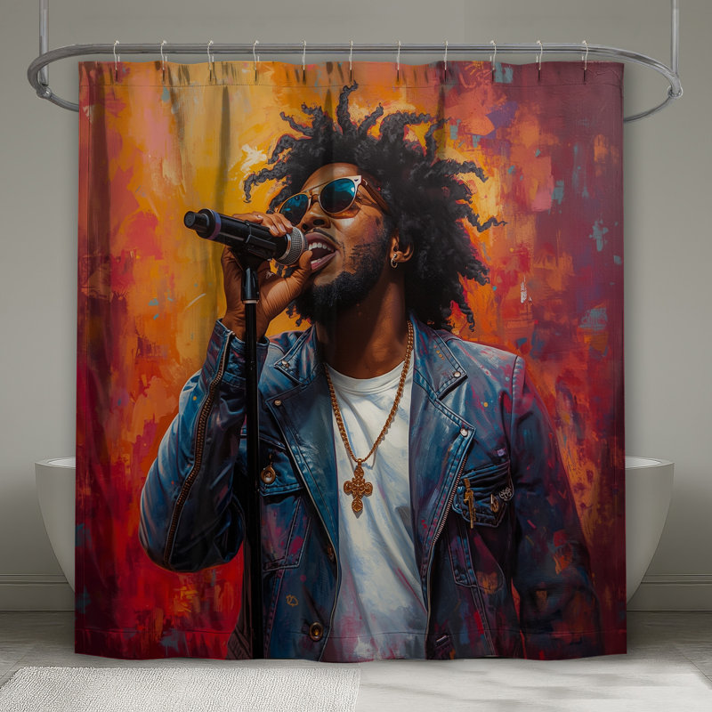 Rideau de chant chanteur avec microphone très long, L 70 po x H 93 po