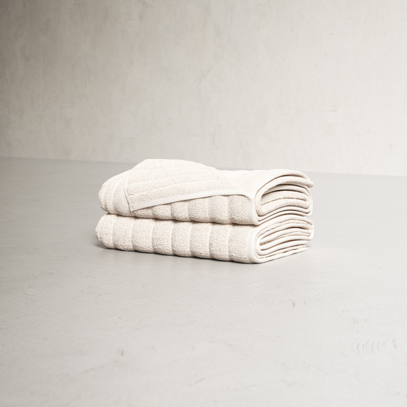 Rachel Cotton Plush Ribbed Bath Towel, Cream