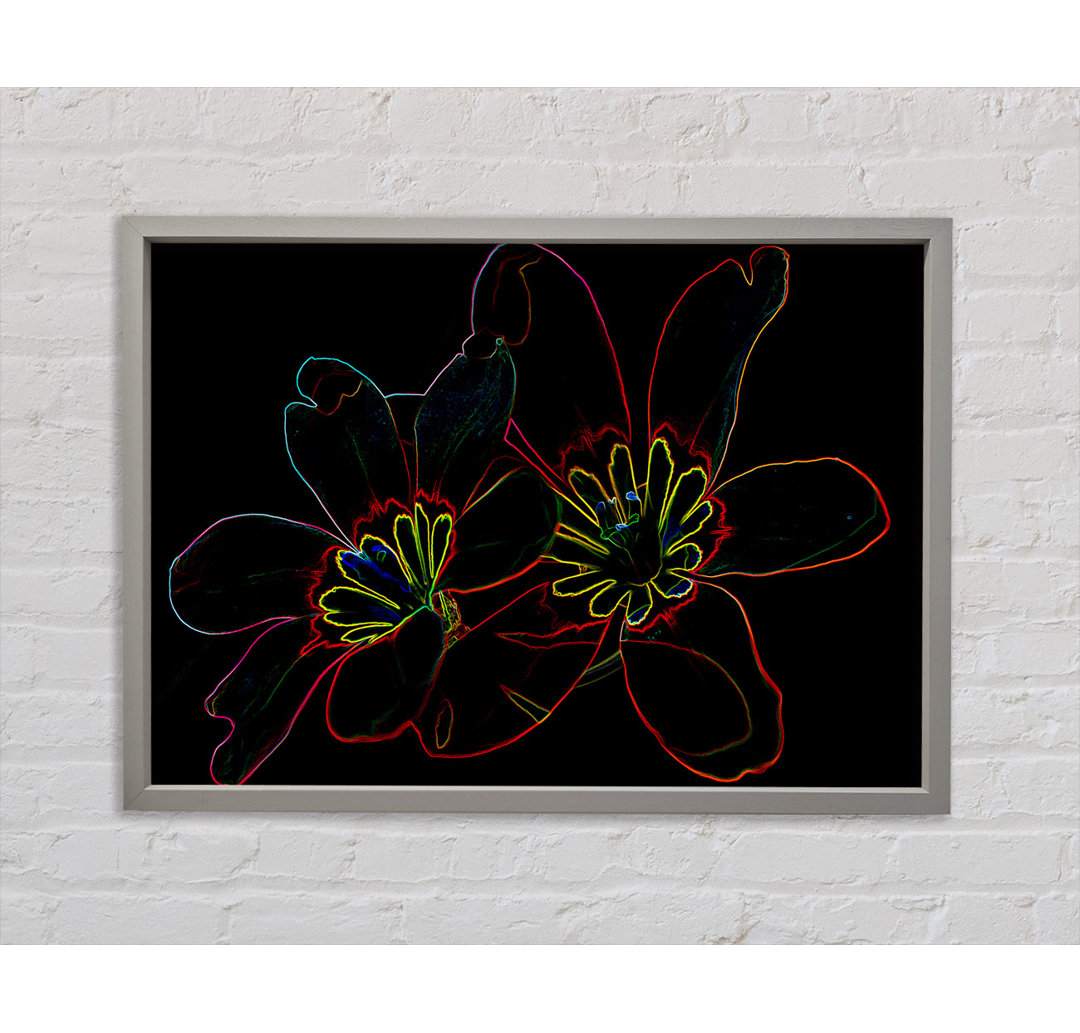 Gerahmtes Leinwandbild Abstract Neon Floral 38