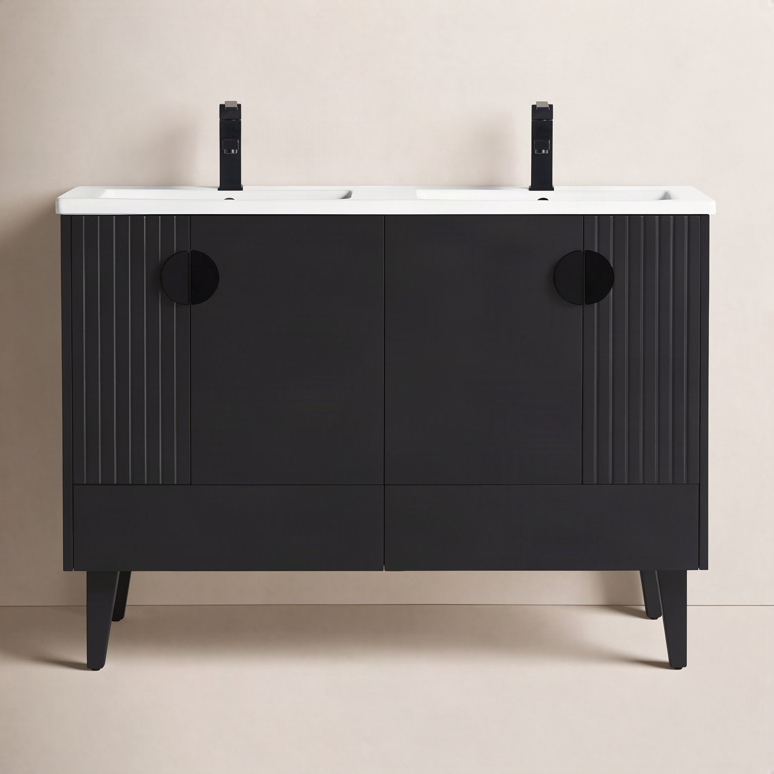 Saimah 47.25'' Double Bathroom Vanity, Black, Black