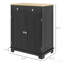 Buffet bahut, 2 tiroirs / tablette réglable, plateau en bois massif pour la cuisine - noir vieilli