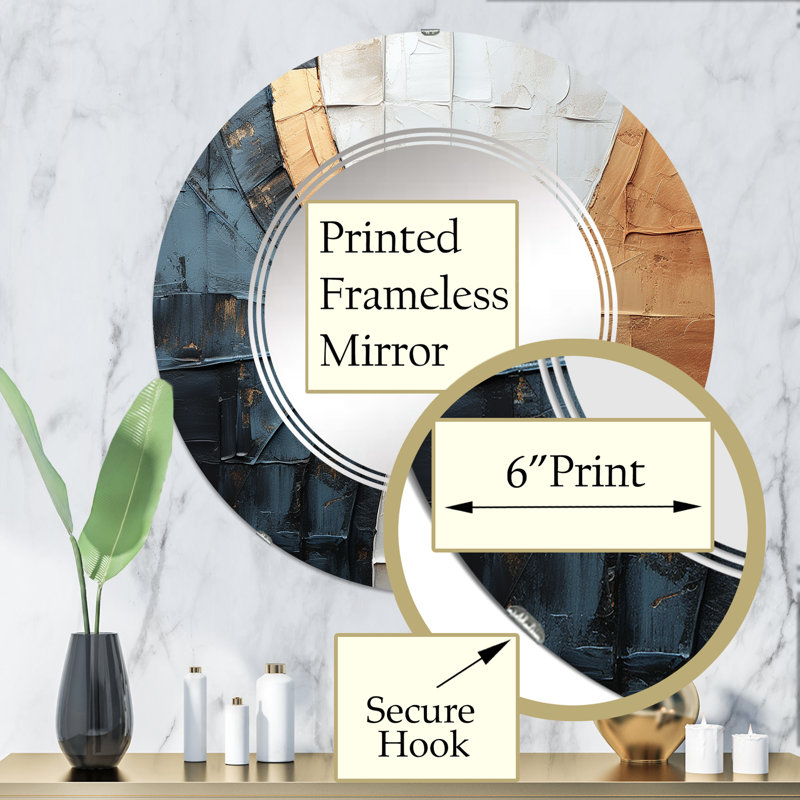 Herradura - Miroir mural moderne rond, 32 po x 32 po