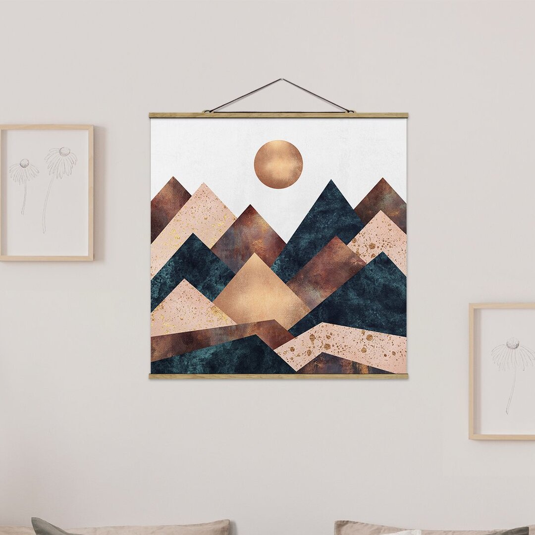 Stoffbild Geometric Mountains Bronze von Elisabeth Fredriksson