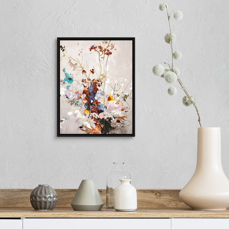 Automne floral - reproduction d'art, H 16 po x l 13 po x 1,75 po, Toile avec cadre noir
