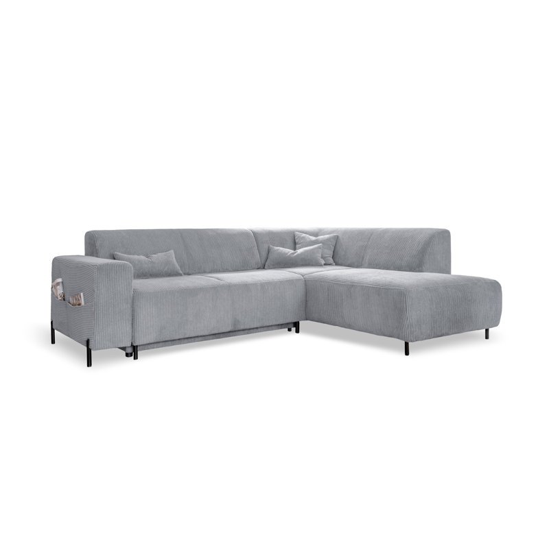 Cuddly Mia Corner Sofa Bed, Right facing, Light Grey