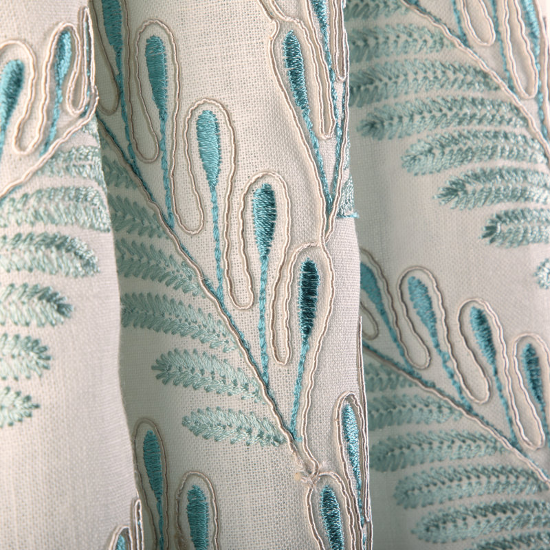 La Menagerie Fougere Emb Fabric, Aqua