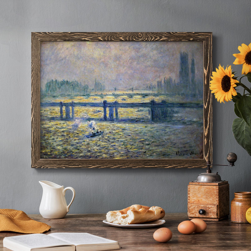 Charing Cross Bridge, Reflections On The Thames, 1899, reproduction d'art sur toile, Noyer, H 28 po x l 42 po