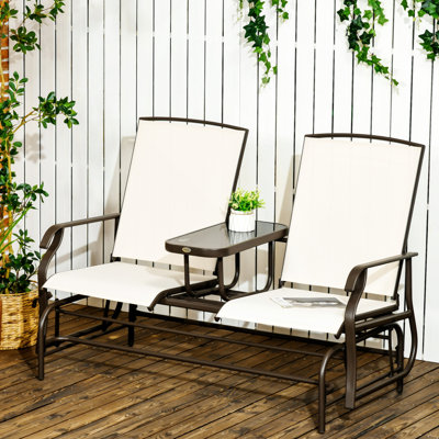 Outsunny Outdoor Glider Bench With Center Table