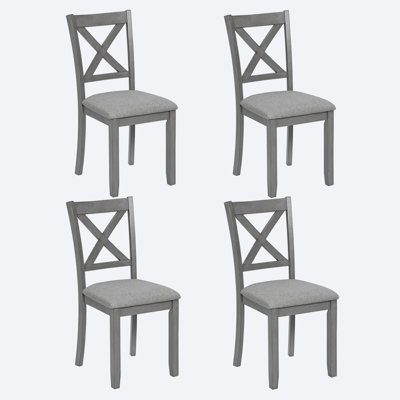 Chaises de salle à manger seulement, ensemble de 4 chaises de salle à manger en bois, chaise de cuisine avec siège rembourré, chaise d'appoint rembourrée pour salle à manger, salon, gris