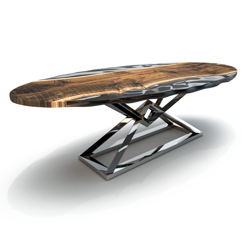 Abruzzo Oval Walnut Wood Dining Table, 29.5"H x 108.3"L x 48"W