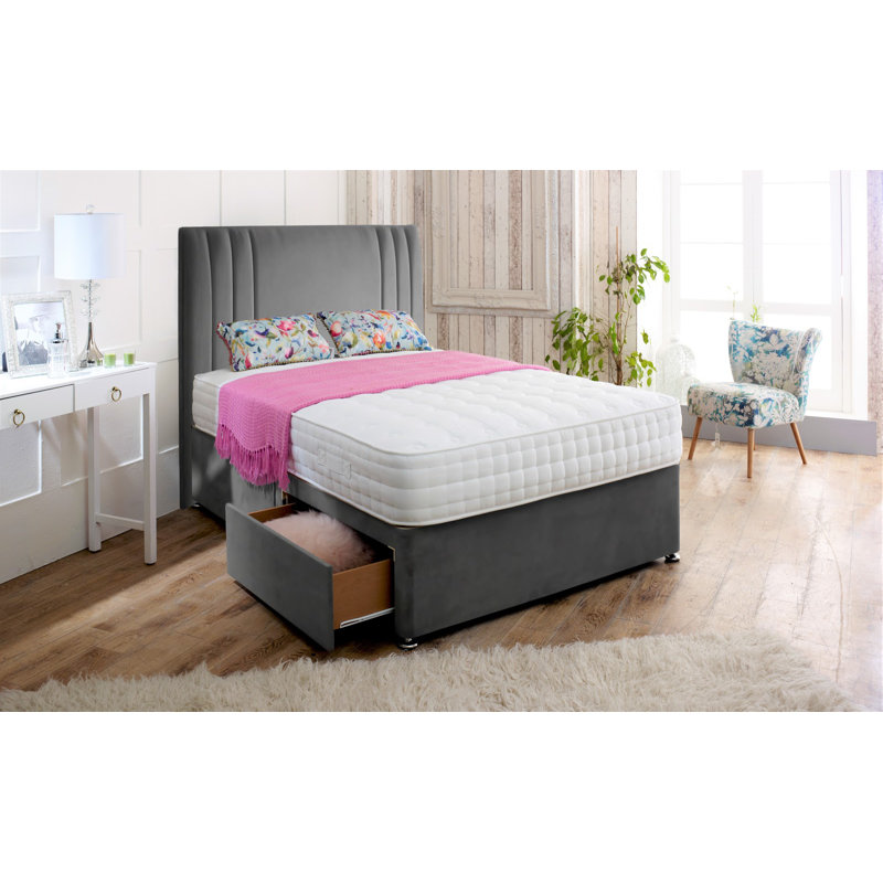 Jacklyn Upholstered Bed, No Drawer, Small Double (4'), Grey