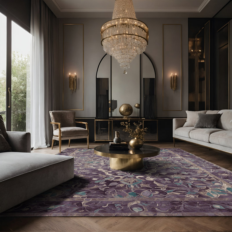 Tapis mauve soyeux et moelleux, Tapis de couloir 2 pi x 4 pi