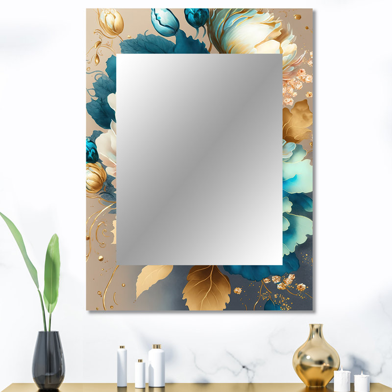 Vibrant Floral Bunch II - miroir floral, miroir mural décoratif traditionnel, impression d'art en métal, 40 po x 30 po