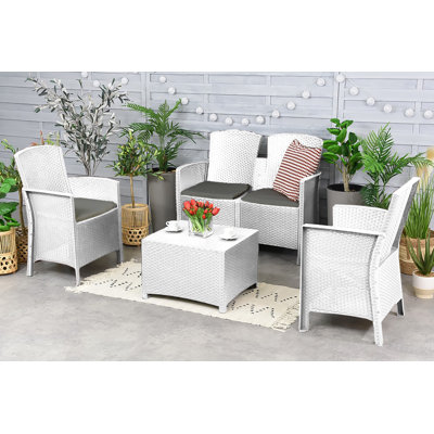 Outdoor Lounge Set Urano, Garden Set with Cushions, Rattan Effect