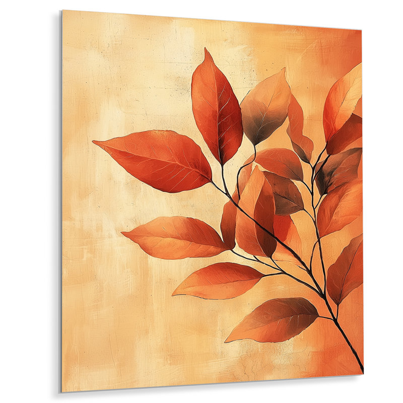«Terracotta Leaves Layers Of Forest III», art mural à feuilles, H 44 po x l 34 po