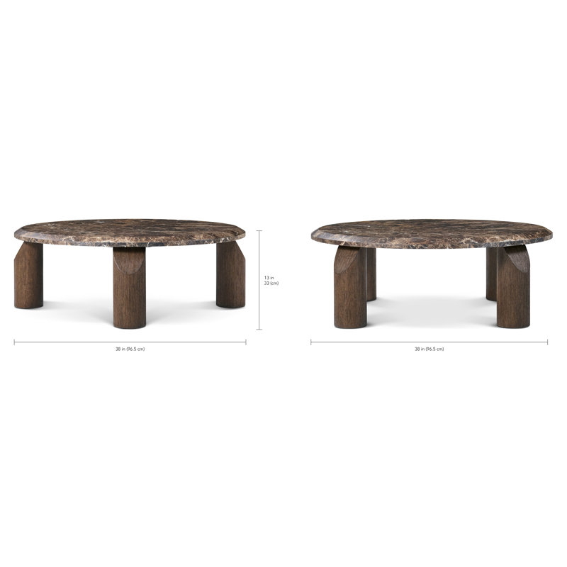 Vienna Marble Cocktail Table, Brown, Dark Emperador, 16"H x 40.25"L x 40.25"W