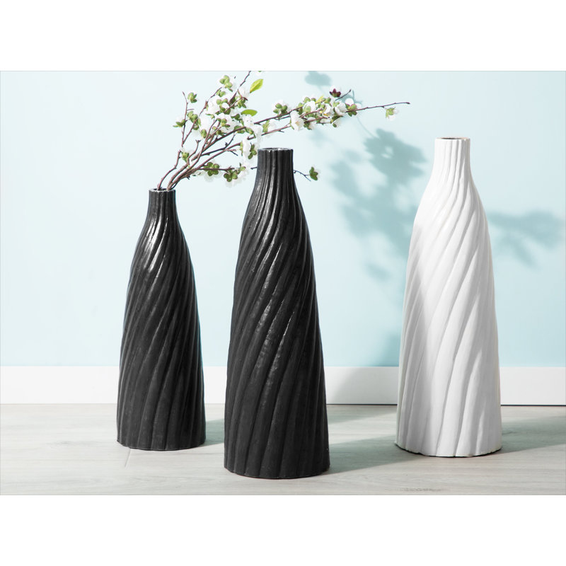 Hanley Handmade Ceramic Floor Vase, Black, 54cm H x 18cm W x 18cm D