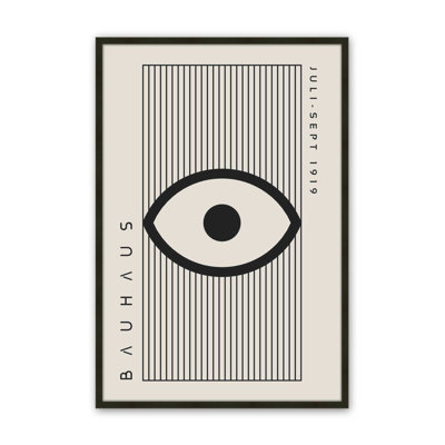Motif géométrique Bauhaus, cadre noir, 36 po x 24 po
