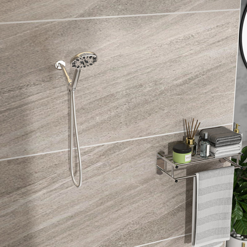 Hand Shower With 7 Settings - Large 4.7-Inch Head, Stainless Steel Hose, Adjustable Angle Holder For Comfort Showering 7 Big Head Gel Nozzle, 59-Inch Comfortable Bathing