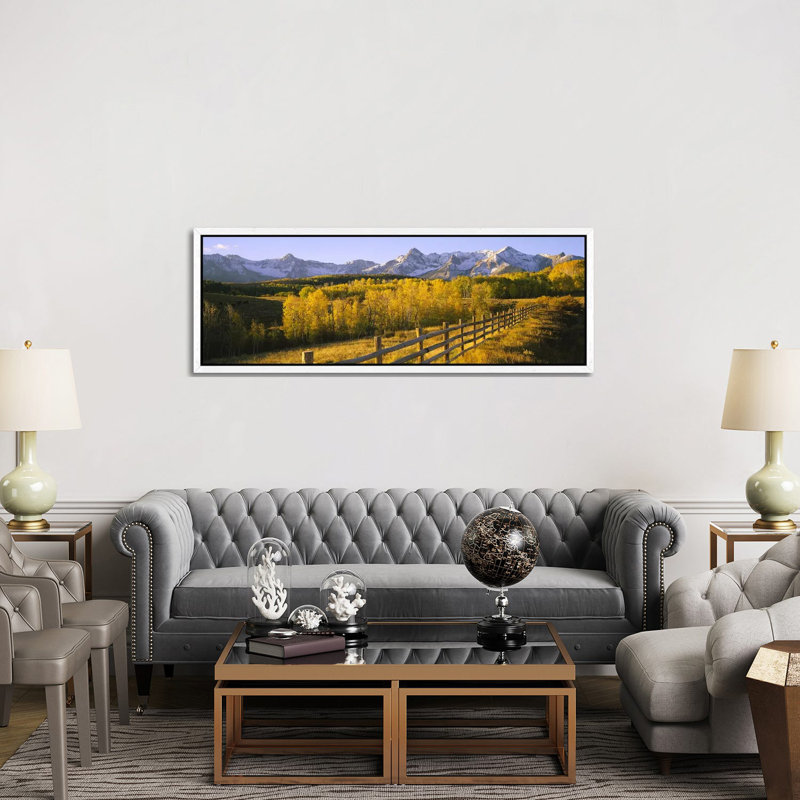 Trees In A Field Near A Wooden FenceDallas Divide, San Juan Mountains, Colorado, USA by Panoramic Images - Panoramic Gallery-Wrapped Canvas Giclée on Canvas