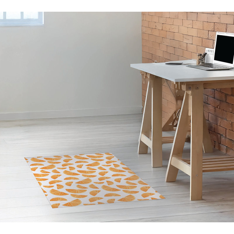 Tapis de bureau léger Summer Oranges, L 48 po x P 72 po, Blanc