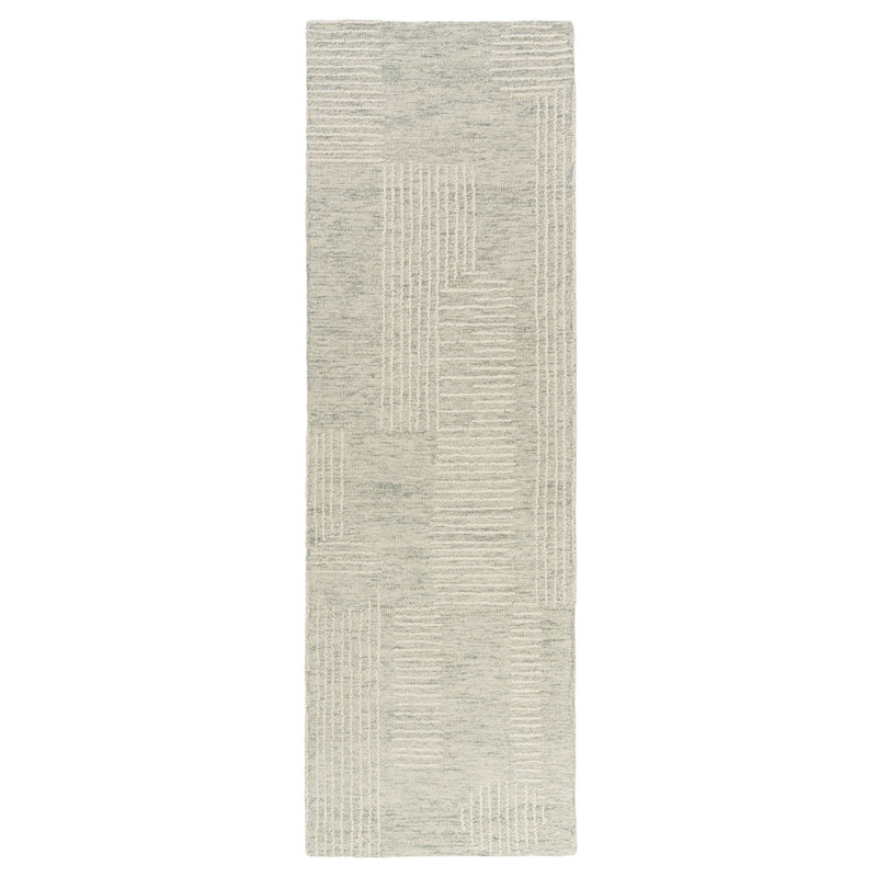 Tapis d'intérieur décontracté en laine naturelle fait à la main, Tapis de couloir 2 pi 6 po x 8 pi
