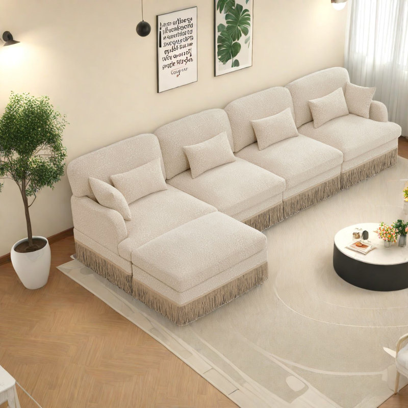 Canapés en chenille spacieux, modulaire moderne à imprimé léopard pour le salon