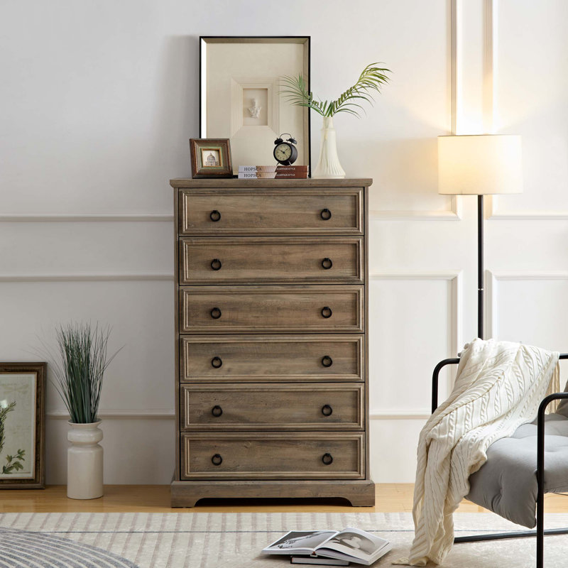 Commode 6 tiroirs Ronalyn, Gris délavé