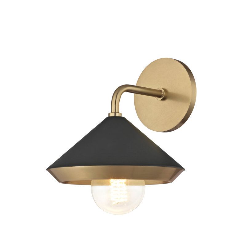 Marnie 1 Light Wall Sconce, Aged Brass, Black