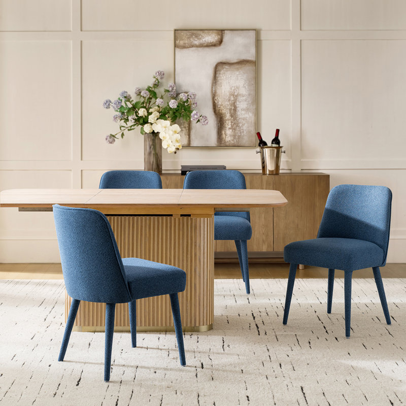 Verity Modern Upholstered Dining Chair With Ergonomic Design Set Of 4, Blue