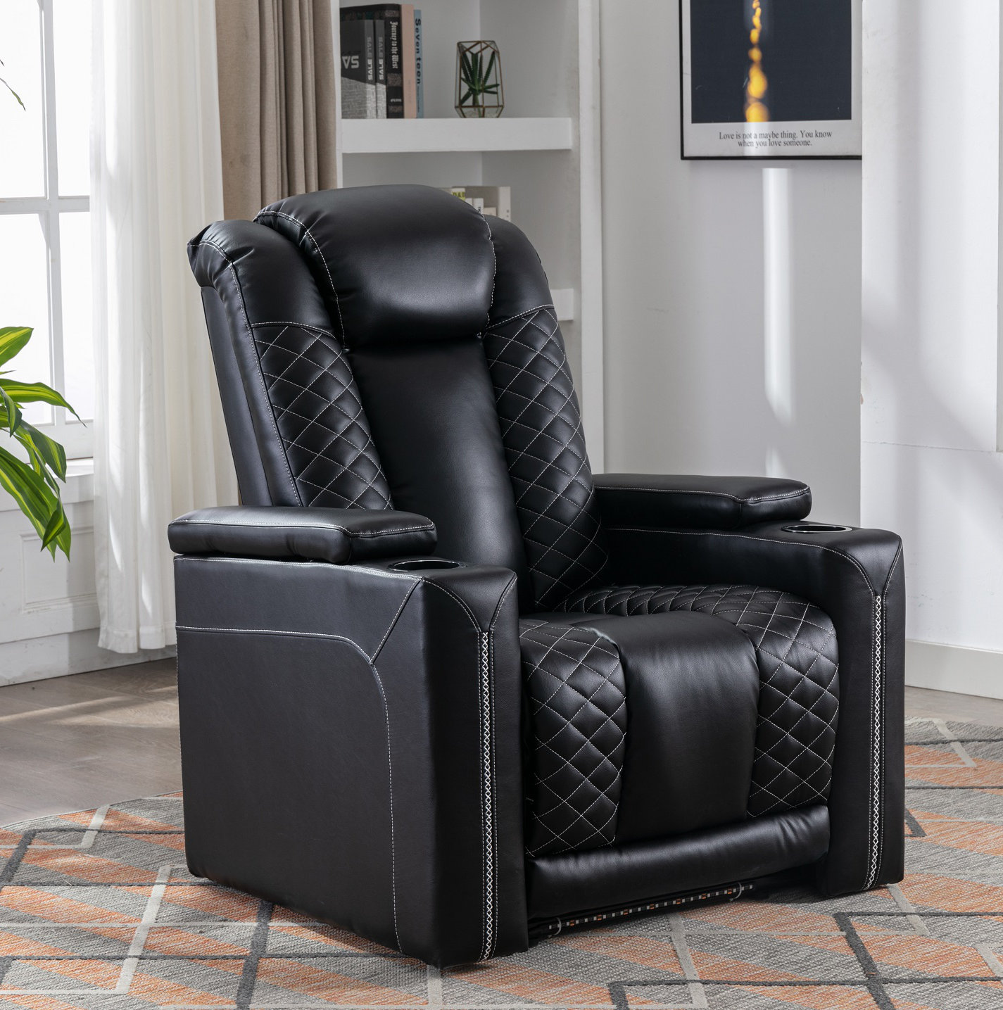 Red Barrel Studio 35.4'' Wide Modern Breathable Leather Electric Power  Recliner with USB Port and Cup Holders & Reviews | Wayfair