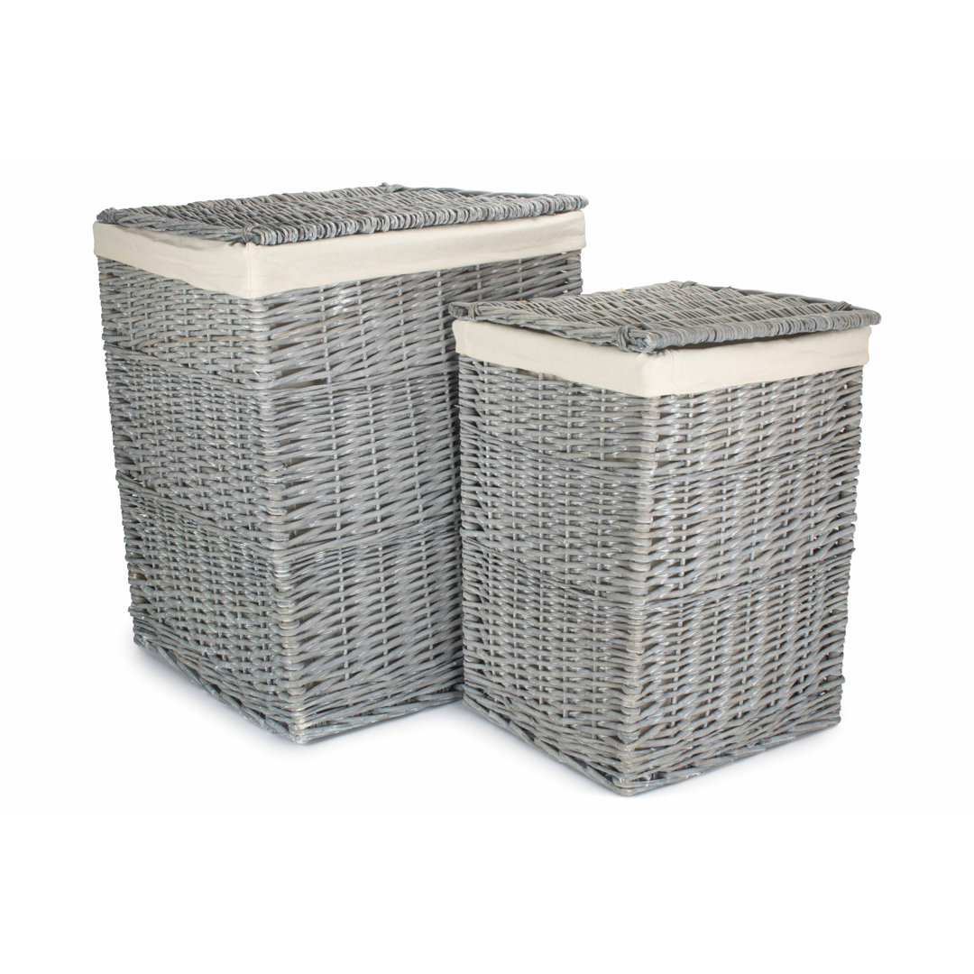 2 Piece Wicker Laundry Basket set with Lining